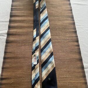 Vintage Christian Dior Cravates Tie | Navy, Baby Blue, Cream, Beige Striped